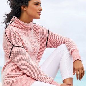 Soft Surroundings Sweater Selene Wool Blend Striped Turtleneck size S